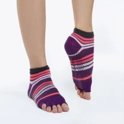 Gaiam Grippy Toeless Yoga Socks - Anti-slip Yogasokken - Roze / Paars -Mode Schoenen grippy toeless yoga socks anti slip yogasokken roze paars 1