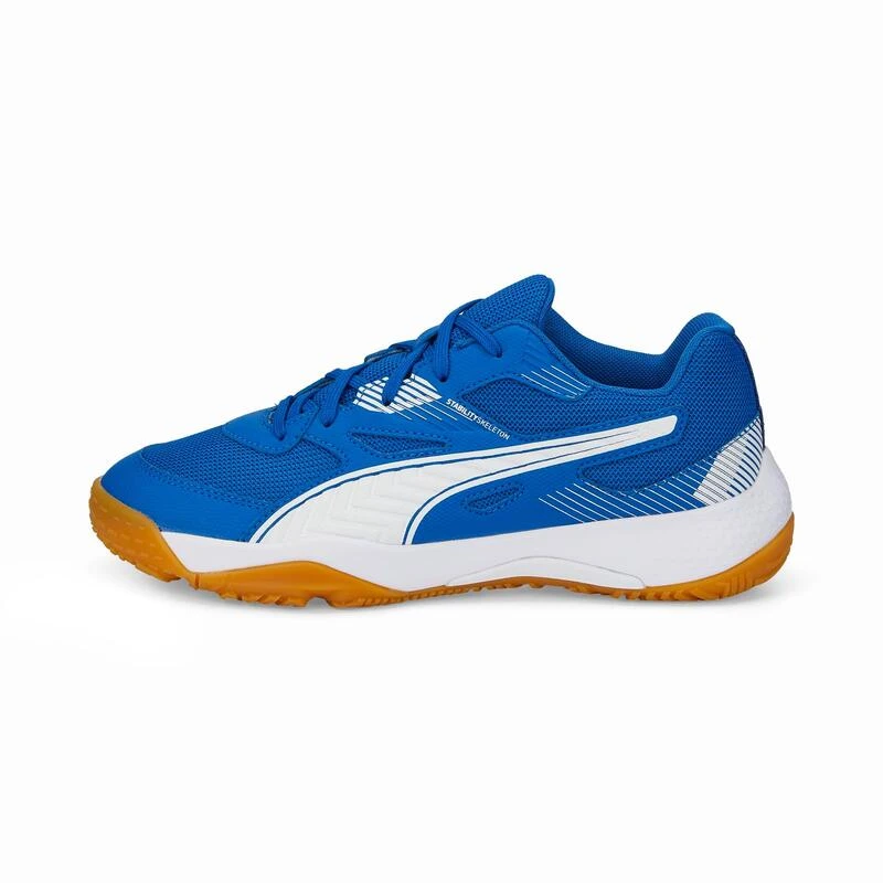 Puma Handbalschoenen Voor Kinderen Solarflash Blauw Wit 3 Puma Handbalschoenen Voor Kinderen Solarflash Blauw Wit