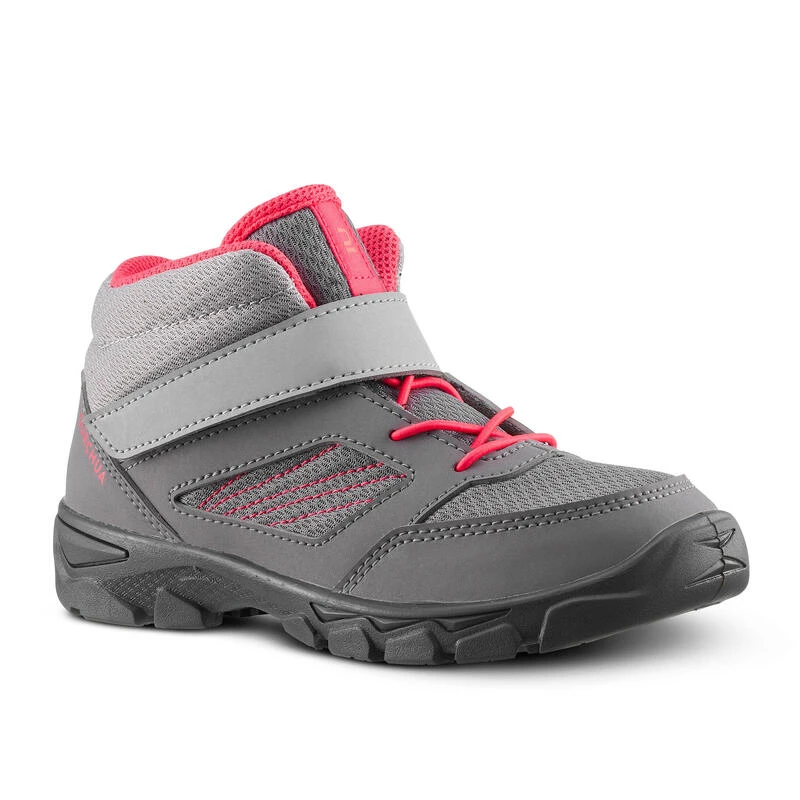 Quechua Wandelschoenen Voor Kinderen MH100 Mid Klittenband Grijs Roze 24 Tot 34 3 Quechua Wandelschoenen Voor Kinderen MH100 Mid Klittenband Grijs Roze 24 Tot 34