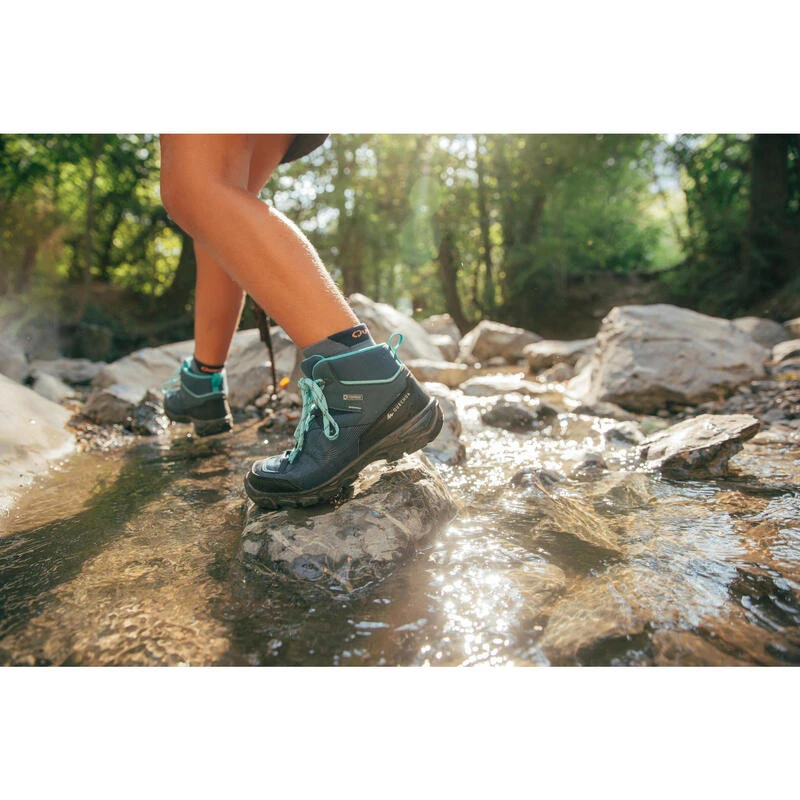 Quechua Waterdichte Halfhoge Wandelschoenen Voor Kinderen MH120 35 Tot 38 Turquoise 9 Quechua Waterdichte Halfhoge Wandelschoenen Voor Kinderen MH120 35 Tot 38 Turquoise - Afbeelding 7